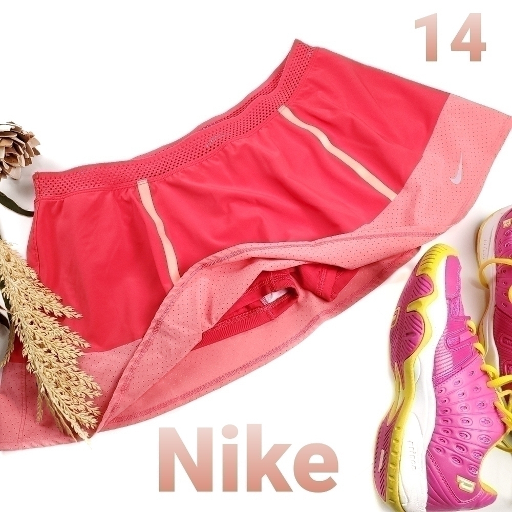 New NIKE Peach Coral Pink Golf Tennis Skirt Size 14 - Picture 1 of 13